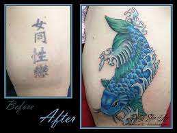 Michelle Had A Very Old And Faded Tattoo That Was Reborn Into This Koi Faded Tattoo Tattoos Koi Tattoo Design