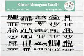 Download Kitchen Baking Monogram Frame Bundle Graphic By Redearth And Gumtrees Creative Fabrica