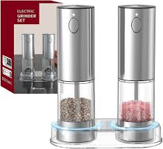 Pine Green Electric Battery Pepper Mill Shakers Set