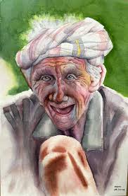 Tibetan grandma. My watercolor portrait painting