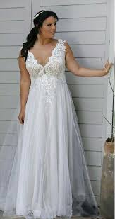 Light Flowy Lace Top Plus Size Wedding Dress A V Neck Top With Deep V Back And Empire Waist Wedding Dress Affordable Bridesmaid Dresses V Neck Wedding Dress