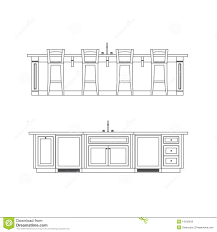 kitchen island elevation drawing with