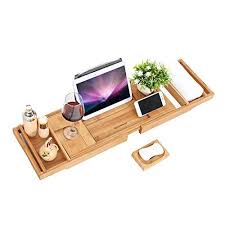 Songmics Bamboo Bathtub Caddy Tray One Or Two Person Bat Soap Holder Bath Caddy Bathtub Caddy