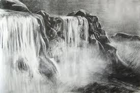 Beautiful Black And White Drawings Of Nature Waterfalls Waterfall Drawing Waterfall Sketch Landscape Pencil Drawings
