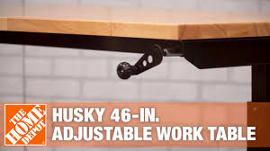 The description still states that the table has an overhang so that you can easily attach your vise grips or clamps while working on a project. Husky 46 In Adjustable Height Work Table The Home Depot Youtube
