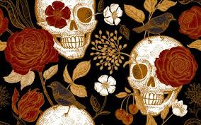 'stranger things' actor david harbour and lily allen enjoy each others' company as they go for a car ride alongside lily's daughter. Floral Seamless Pattern With Skulls Flowers Birds Vector Illustration Symbols Of Day Dead Vintage Golden Foil Red Roses White Skulls Black Background Template For Paper Textiles Wallpaper Ù…ÙˆÙ‚Ø¹ ØªØµÙ…ÙŠÙ…ÙŠ