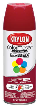 Krylon K05210107 Colormaster Paint Primer Gloss Cherry Red 12 Oz