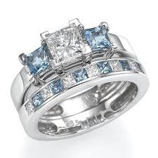 Love This Set Love The Aquamarine Stones Cool Wedding Rings Aquamarine Engagement Ring Aquamarine Wedding Ring