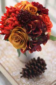 Next day & same day delivery. Deep Red Orange Fake Fall Flower Bouquet Of Mum And Roses 11 Tall Photography Blessed Fall Flower Wedding Bouquets Bridal Bouquet Fall Flowers Bouquet