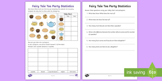 Ks1 Fairy Tale Tea Party Statistics Worksheet Worksheet