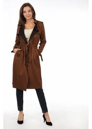 Bagcikli Suet Trench Trench Coat Fashion Coat