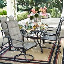 Hanover Traditions 5 Piece Patio Outdoor Dining Set With 4 Cushioned Swivel Chairs And 48 In Patio Dining Furniture Patio Furniture Dining Set Patio Dining Set