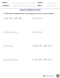 The formula for the midpoint of the line segment works like any other formula used for finding the average. Midpoint And Distance Formula Worksheet Worksheet List