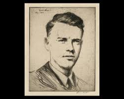 LEVON WEST (american, 1900-1968), "charles Lindbergh", 1927, Original  Etching, Pencil Signed