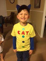 Pete The Cat Costume Literally Picked Up All Supplies From Walmart Couldn T Find Ears That Weren T Covered Pete The Cat Costume Cat Costume Diy Boy Costumes