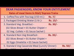 Official Indian Railway Pantry Prices 2017 Youtube