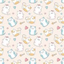 Cute Cats Seamless Pattern Cartoon Funny Character Drawing Vector Illustration Ready For Kids And Baby Fashion Textile Print Desenho De Personagens Gatos Bonitos Impressoes Texteis