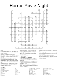 Horror Movie Night Crossword Wordmint