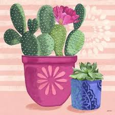 Zen Verde Cactus Pink Pot By Jennifer Brinley Cactus Painting Cactus Drawing Cactus Decor