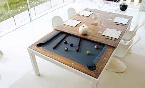 Dining room table converts to pool table and tv is behind mirror! Turn Your Dinner Table Into A Pool Table Better Living