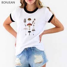 Logo template for a dog clothing brand featuring a funny pug graphic. Summer 2019 Women Tshirt Vintage T Shirt Mushrooms Design Kawaii Top Tumblr Clothes Graphic Tee Shirt Femme Plus Size Tops T Shirts Aliexpress