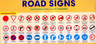 Driving Signals Chart India Bangalore Traffic Signs