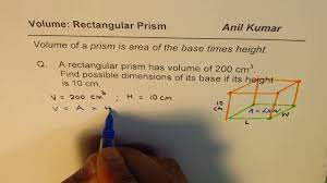Jan 06, 2019 · calculating the height of the rectangular prism using the width, the volume and the length of the rectangular prism. Find Height Of Rectangular Prism From Area Of Base And Volume Youtube