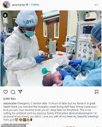 Aaron Carter welcomes son Prince Lyric with fiancée Melanie Martin after  she's induced to give birth