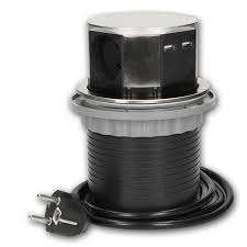 Fügt sich dezent in die tischoberfläche ein. Einbausteckdose Versenkbar 3 Fach 2x Usb Tischsteckdose