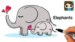 How To Draw Elephants Easy Mommy And Baby Youtube