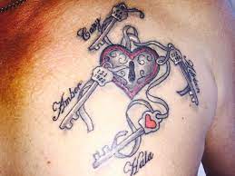 The origin of the heart symbol is a lock and heart tattoo design is trendy among lovers. My Children S Keys To My Heart Heart Tattoos With Names Tattoos With Kids Names Name Tattoos For Moms