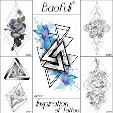 Geometric art is a great way to make an aesthetic art piece, and you can do it no matter how much you can also use a compass to draw triangles. Baofuli 3d Geometric Triangle Temporary Tattoo Watercolor Transferable Arm Legs Tatoos Blue Body Art Drawing Fake Tattoo Sticker Temporary Tattoos Aliexpress