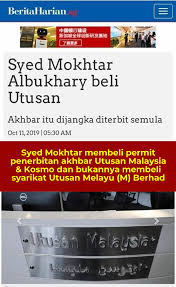 Dapatkan berita kosmo dan cari tajuk utama berita terkini mengenai kosmo dari astro awani. Desas Desus Syed Mokhtar Selamatkan Utusan Bekas Kakitangan Perjelas Cerita Sebenar