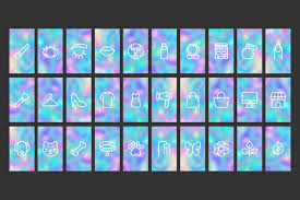 Download some free highlight covers for instagram stories from our big catalog. 60 Holographic Instagram Highlights In Icons On Yellow Images Creative Store