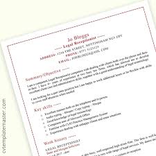 Email cover letter and cv. Legal Receptionist Cv Example Cv Template Master