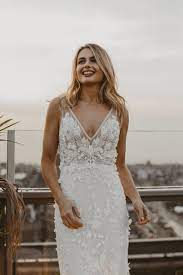 Carla Ivory Made With Love Bridal Carla S Delicate Hand Made Flowers Form A Secret Gard Wedding Dresses Lace Sheath Wedding Dress Applique Wedding Dress