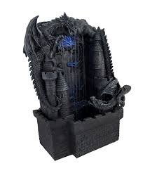 Gothic Dragon Furniture Medieval Dragon And Castle Tabletop Waterfall Fountain Dragon Decor Fantasy Decor Gothic Decor