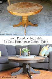 Diy Round Farmhouse Coffee Table Life On Kaydeross Creek Coffee Table Farmhouse Refurbished Table Furniture Makeover