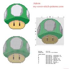 61w x 91h design area: Super Mario 1 Up Mushroom Green Mushroom Free Cross Stitch Pattern Free Cross Stitch Patterns Simple Unique Alphabets Baby