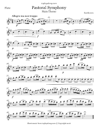 Free Flute Sheet Music For Symphony No 6 Pastoral Main Theme By Beethoven With Backing Tracks To Play A Sheet Music Flute Sheet Music Free Flute Sheet Music