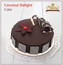 Birthday Cake Ribbons And Balloons Cake Images Cake Of The Month Coconut Delight Base Red Velvet Sponge Filling Coconut Powder Mousse Cream Cashew Nut Pieces Cake Different Cakes Chocolate Garnishes