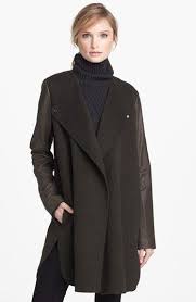 Vince Leather Sleeve Double Face Wool Coat Nordstrom Chic Outerwear Fashion Fashion Favorite