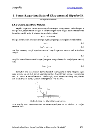 Mana e adalah logaritma natural? 8 1 Fungsi Logarithma Natural 8 Fungsi Log Natural Exponensial Hiperbolik