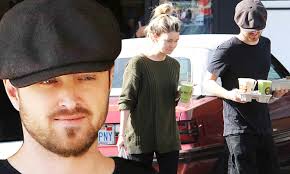Aaron Paul and wife Lauren Parsekian grab juice drinks in LA