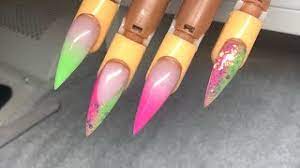 Hip flexor pain neon green coffin nails. Acrylic Nails Lime Green And Pink Nails Design Youtube