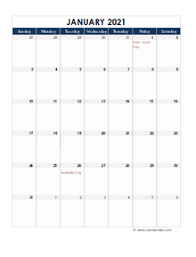 For the calendar's pdf file, you must contact us via mail. Printable 2021 Australia Calendar Templates With Holidays Calendarlabs
