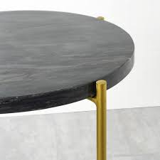 Round black gold nightstand with marble. Black Marble Side Table With Gold Legs Round Furniture123