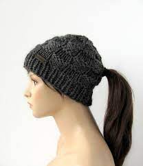 Chunky Knit Ponytail Hat Ponytail Beanie Low Ponytail Hole Etsy Knitted Ponytail Hat Ponytail Hat Ponytail Beanie
