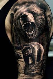 Bear Tattoo For Men By Sergio Fernandez Malaga Spain Bear Tattoos Black Bear Tattoo Grizzly Bear Tattoos