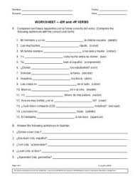 Er And Ir Verbs Lesson Plans Worksheets Reviewed By Teachers